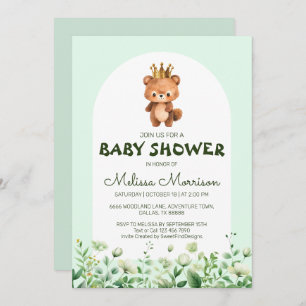 Teddy Bear Stuffed King Baby Boy Shower Invitation