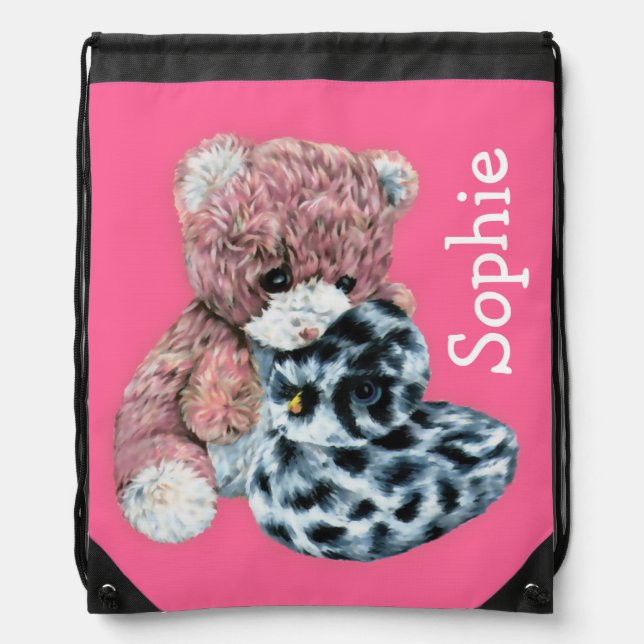 Teddy bear stuffed toy named drawstring bag (Front)