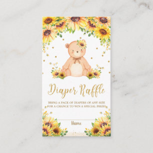 Teddy Bear Sunflower Baby Shower Diaper Raffle Enclosure Card