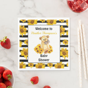 Teddy Bear Sunflower Baby Shower Napkins