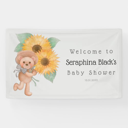 Teddy Bear Sunflower Baby Shower Welcome Banner