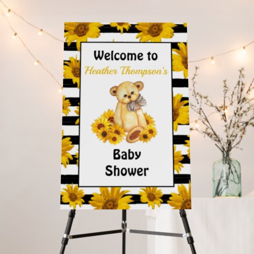 Teddy Bear Sunflower Baby Shower Welcome Sign