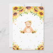 Teddy Bear Sunflower Floral Baby Shower Girl  Invi Invitation (Back)