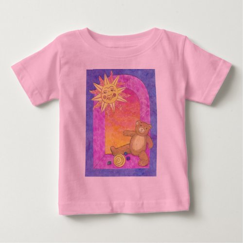 Teddy Bear Sunset kis clothing Baby T_Shirt