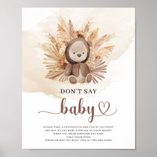 Teddy bear sweatshirt pampas don't say baby game poster