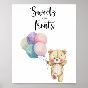 Teddy bear - sweets and treats baby shower poster