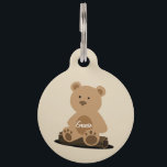 Teddy Bear Tan Personalized Pet ID Tag<br><div class="desc">Pretty tan background holds the cutest teddy bear... sitting on  log. He/She looks lost doesn't he/she? But with all your personalized information on the back,  they'll be found in no time! Don't forget to personalize with your pet's name on the tummy,  too!</div>