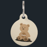 Teddy Bear Tan Personalized Pet ID Tag<br><div class="desc">Pretty tan background holds the cutest teddy bear... sitting on  log. He/She looks lost doesn't he/she? But with all your personalized information on the back,  they'll be found in no time! Don't forget to personalize with your pet's name on the tummy,  too!</div>