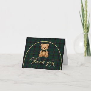 Teddy Bear Tartan Baby Shower Thank You Card