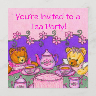 Teddy Bear Tea Party Invitation Cards