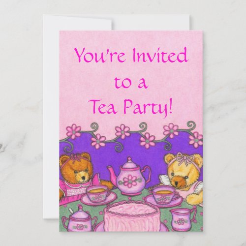 Teddy Bear Tea Party Invitation Cards