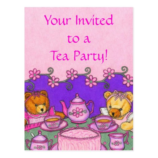 Teddy Bear Tea Party ~ Postcard Invitation | Zazzle