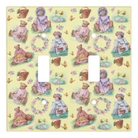Teddy Bear Tea Time Yellow Light Switch Cover
