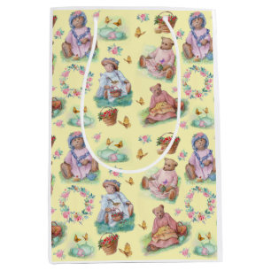 Teddy Bear Tea Time Yellow Medium Gift Bag