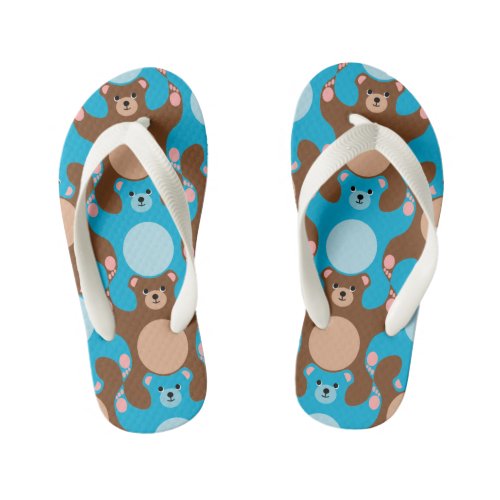 Teddy Bear Tesselation Blue  Brown Kid flip_flop Kids Flip Flops