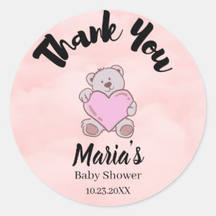 Teddy Bear Thank You Baby Shower Classic Round Sticker