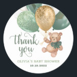 Teddy Bear Thank You Baby Shower Favor Gift  Classic Round Sticker<br><div class="desc">Editable Watercolor Sage Green Teddy Bear Thank You Baby Shower Gift Sticker. This is a label template,  You can personalize the gift sticker,  change the text as you wish!</div>