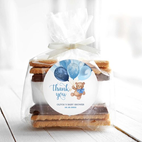 Teddy Bear Thank You Baby Shower Favors Gift Classic Round Sticker