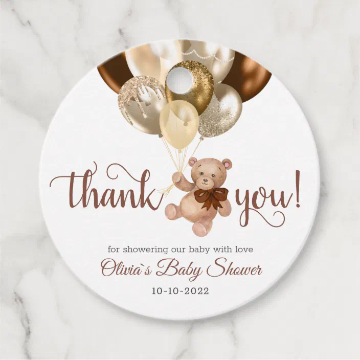 teddy bear thank you baby shower favors gift tags zazzle com