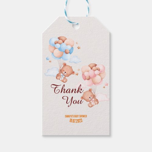 Teddy Bear Thank You Baby Shower Gift Tags