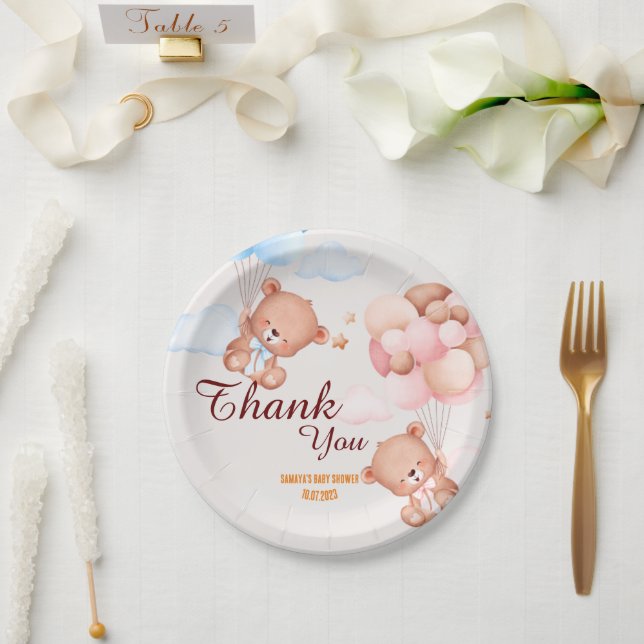 Teddy Bear Thank You Baby Shower Paper Plates (Wedding)