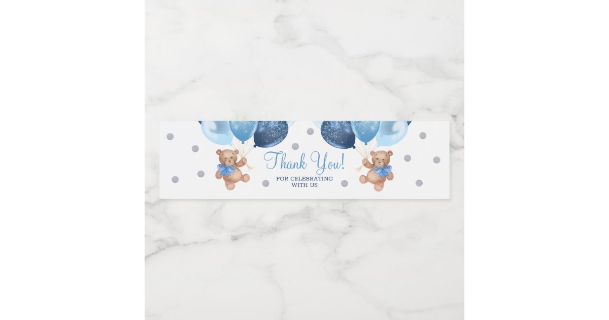 Teddy Bear Thank You Baby Shower Water Bottle Label | Zazzle