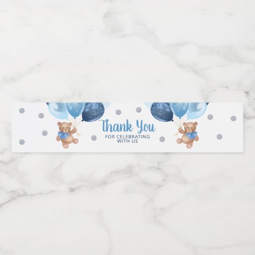 Teddy Bear Thank You Baby Shower Water Bottle Label