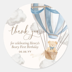 Teddy Bear Thank You Beary First Birthday  Classic Round Sticker