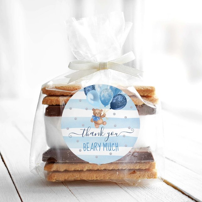 Teddy Bear Thank You Favor Classic Round Sticker (Creator Uploaded)