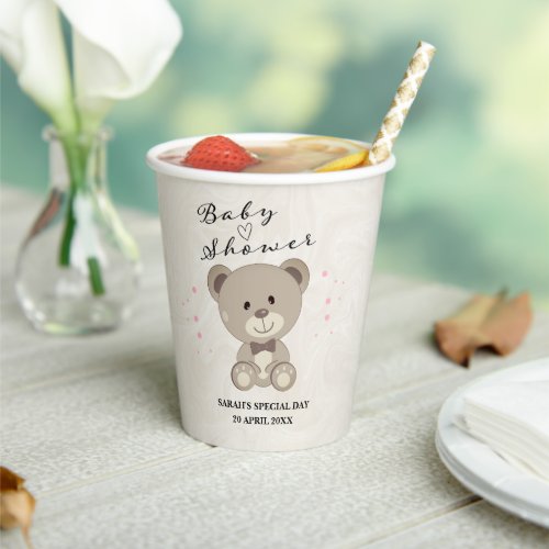 Teddy Bear Theme Baby Shower Girls Pink  Paper Cups