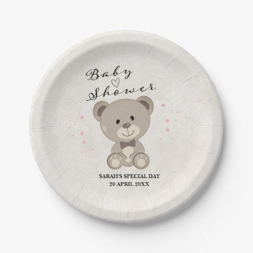 Teddy Bear Theme Baby Shower Girls Pink  Paper Plates