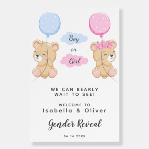 Teddy Bear Theme Gender Reveal Party Welcome Sign