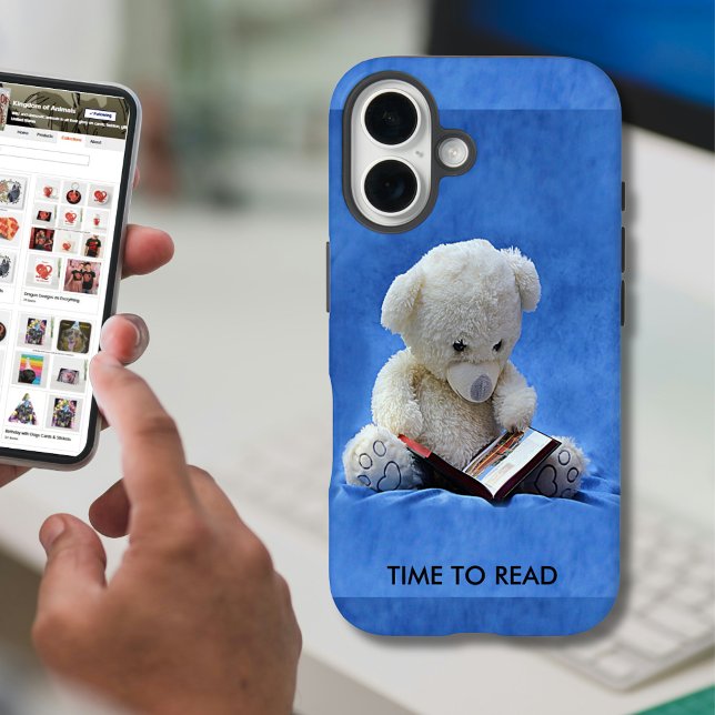 Teddy Bear Time to Read Blue Stuffed Animal, Iphone Case (Teddy Bear Time to Read Blue Stuffed Animal, Case-Mate iPhone Case)