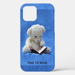 Teddy Bear Time to Read Blue Stuffed Animal, ZKOA iPhone 12 Case