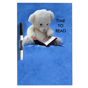 Teddy Bear Time to Read Blue Stuffed Animal, ZKOA Dry Erase Board