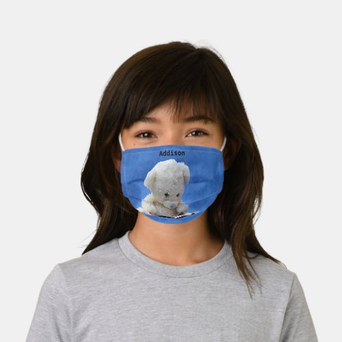 Teddy Bear Time to Read Blue Stuffed Animal ZKOA Kids Cloth Face Mask