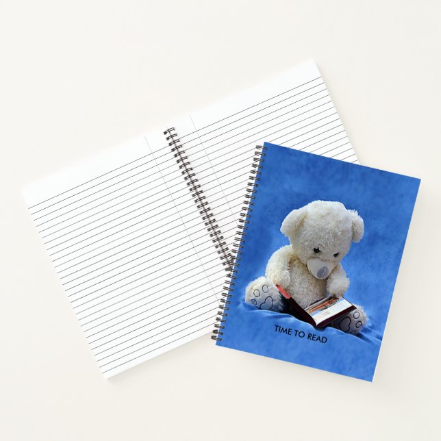 Teddy Bear Time to Read Blue Stuffed Animal, ZKOA Notebook (Inside)