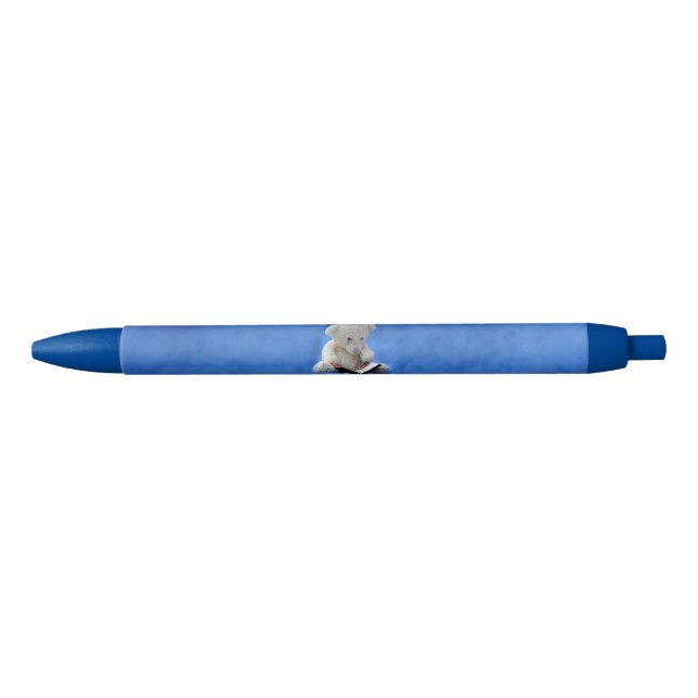Teddy Bear Time to Read Blue Stuffed Animal, ZKOA Pen (Front)