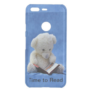 Teddy Bear Time to Read Blue Stuffed Animal, ZKOA Uncommon Google Pixel Case
