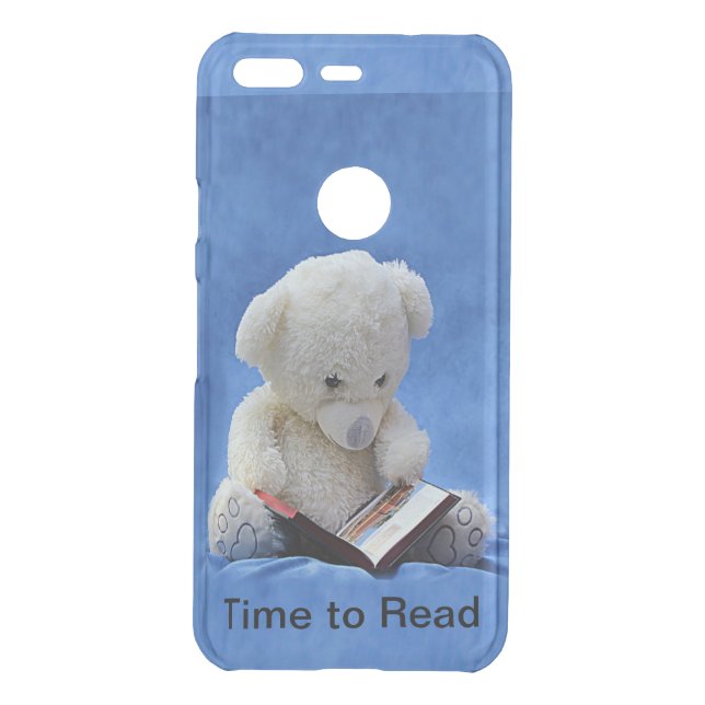 Teddy Bear Time to Read Blue Stuffed Animal, ZKOA Uncommon Google Pixel Case (Back)