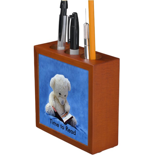 Teddy Bear Time to Read Pen Pencil Desk Organizer (In Situ)