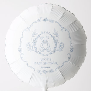 Teddy bear Toile vintage Chinoiserie baby shower Balloon