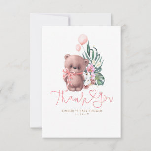 Teddy Bear Tropical Exotic Cute Thank You Card