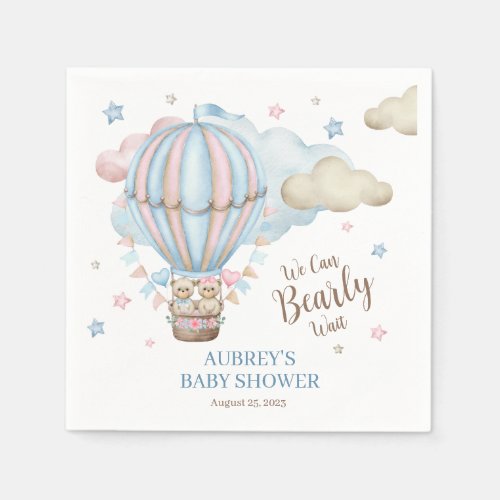 Teddy Bear Twin Bearly Wait Baby Shower Napkins