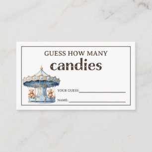 Teddy Bear Twin Boys Baby Shower Guessing Game Enclosure Card