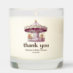 Teddy Bear Twin Girl Baby Shower Favor Scented Candle
