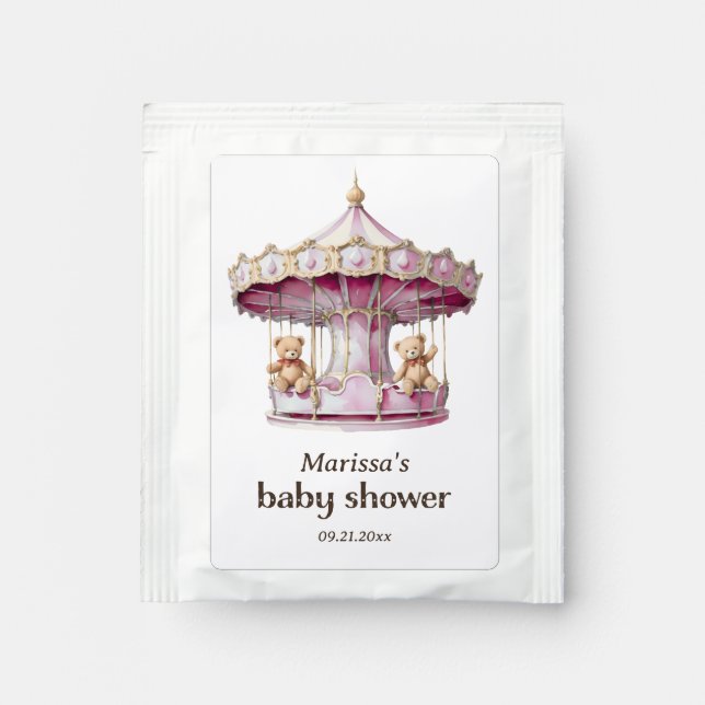 Teddy Bear Twin Girls Baby Shower Drink Mix (Front)