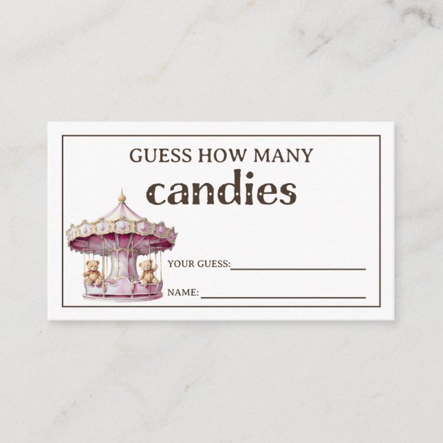 Teddy Bear Twin Girls Baby Shower Guessing Game Enclosure Card (Front)