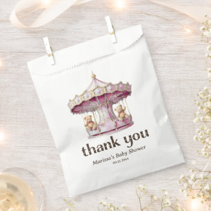 Teddy Bear Twin Girls Baby Shower Thank You Favor Bag
