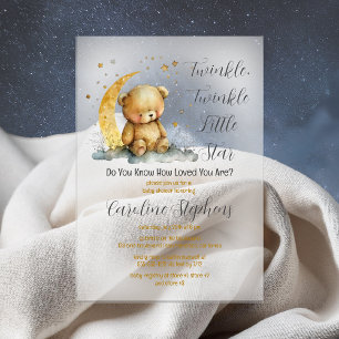 Teddy Bear Twinkle Twinkle Little Star Baby Shower Acrylic Invitations